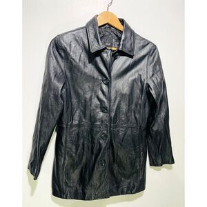 JLC Outerwear NY foft Leather jacket buttons black mop wife winter women S